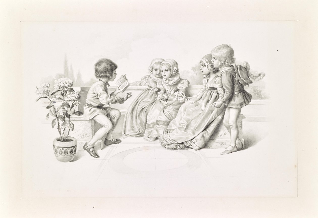 Children in Medieval Costume Listening to a Singer by Carl Fröschl