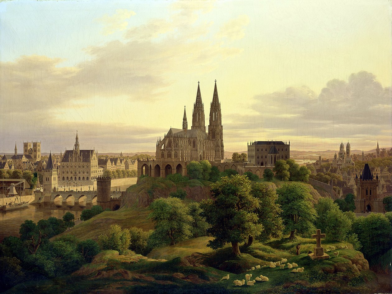 A Medieval Town in 1830 by Carl Georg Adolph Hasenpflug