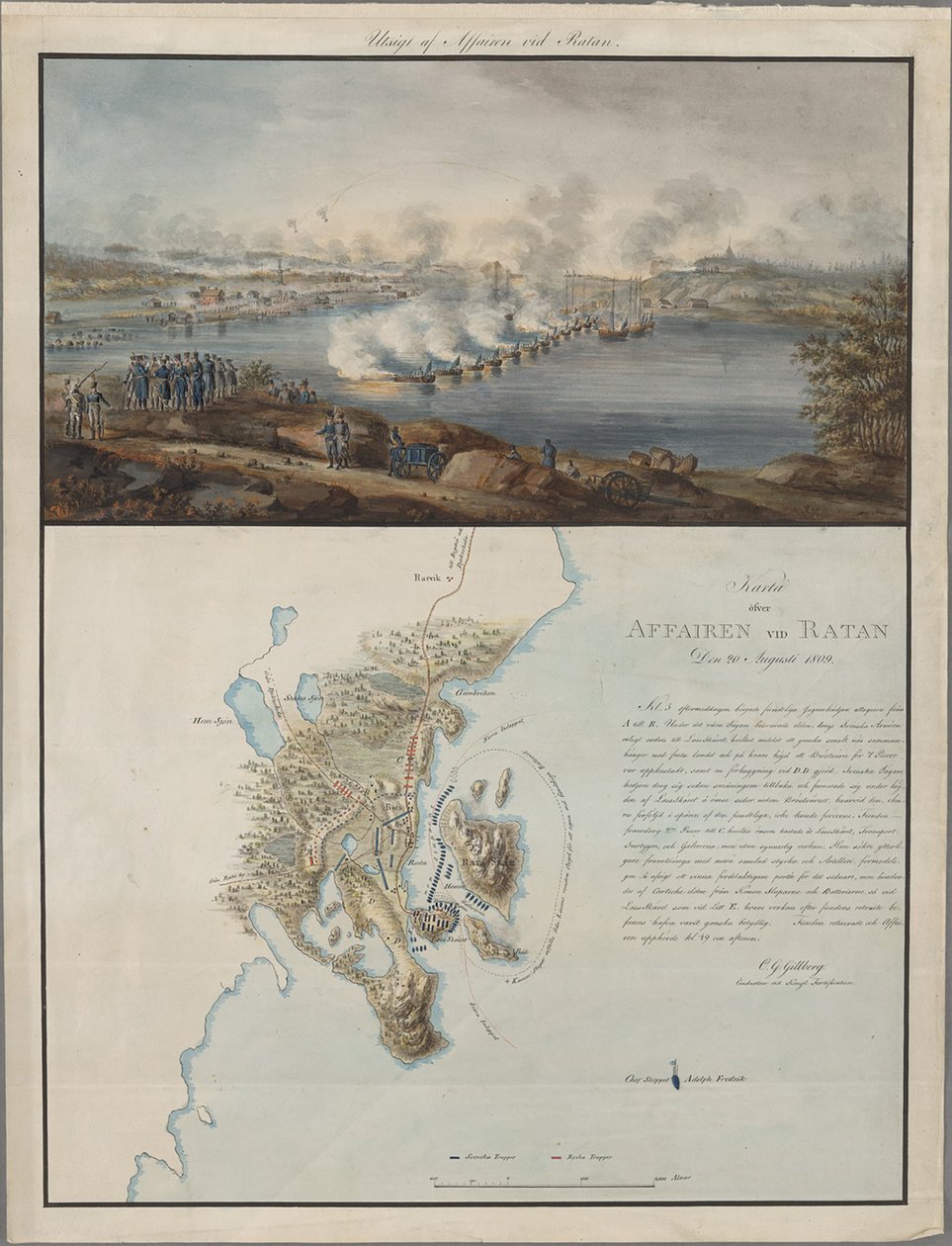 View and Map of the Affair at Ratan, on August 20, 1809 by Carl Gustaf Gillberg
