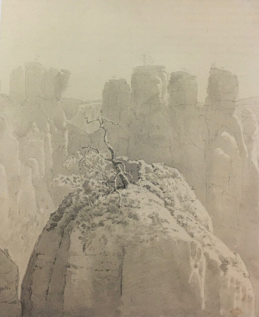 View from the Bastei Bridge in Saxon Switzerland to the Kleine Gans by Carl Gustav Carus
