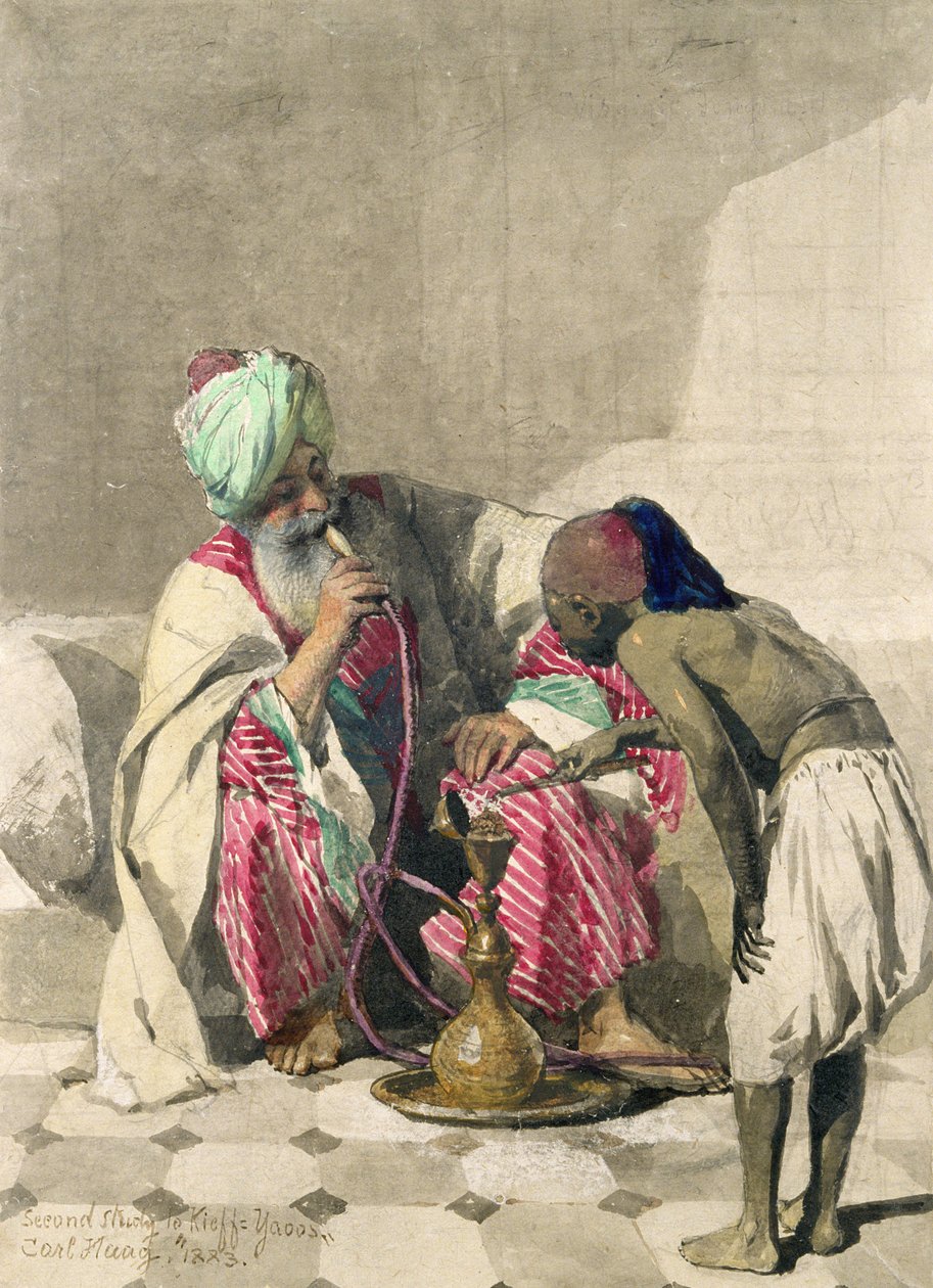 The Nargileh Smoker and His Slave Boy by Carl Haag