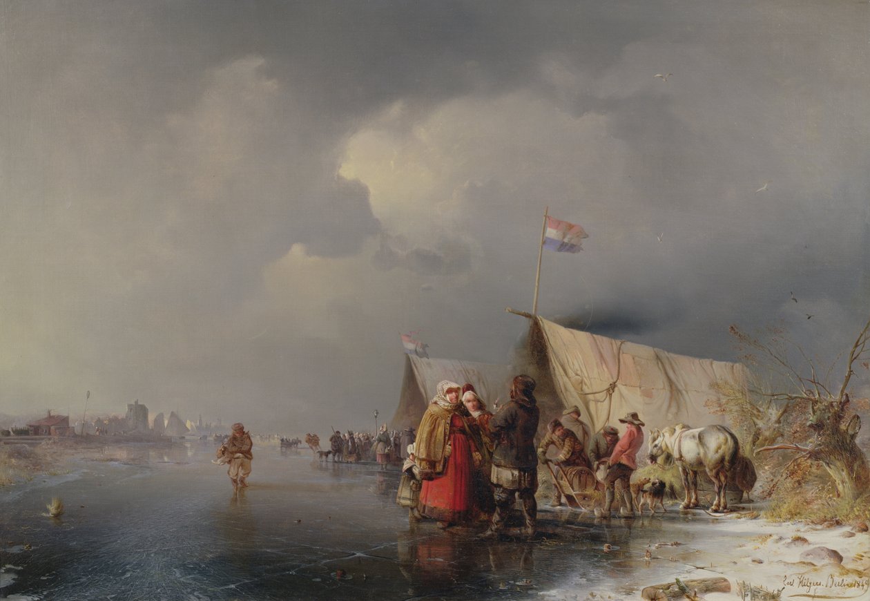 Dutch Encampment on the Ice, 1849 by Carl Hilgers