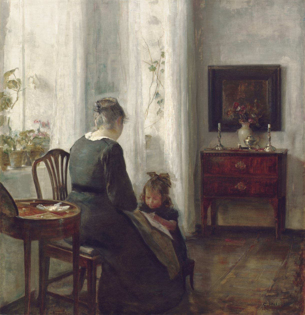 A Mother and Child in an Interior by Carl Holsoe