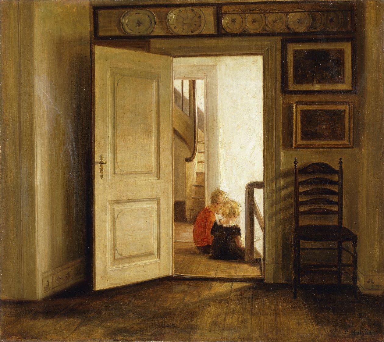 Children in an Interior by Carl Holsoe