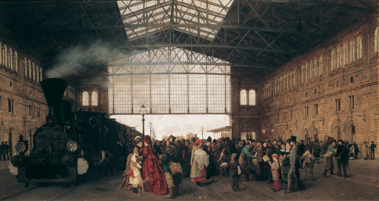 Arrival of a Train at Vienna Northwest Station by Carl Karger