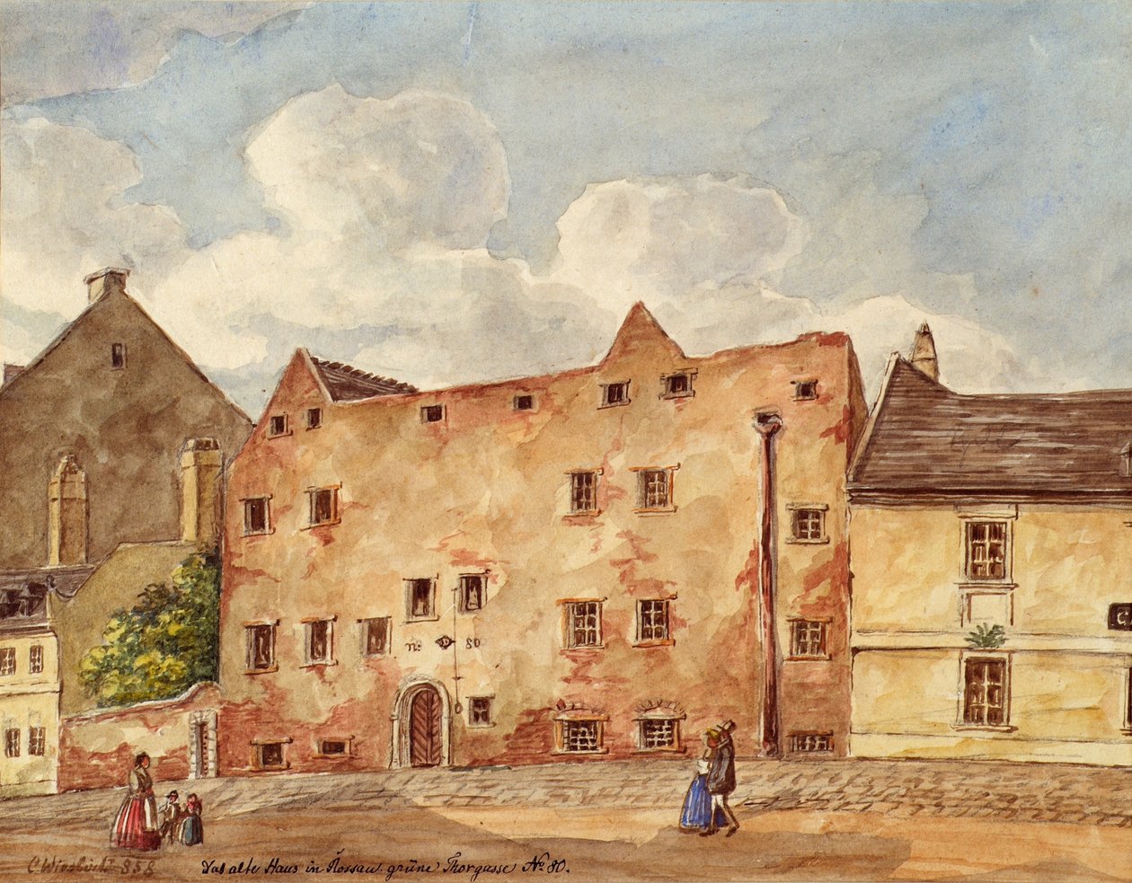 The Old House in the Green Gate Lane No. 80 in Vienna Rossau by Carl L. Wiesböck