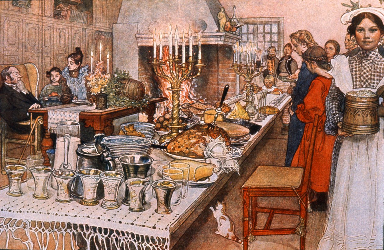 Christmas Eve Dinner in Sweden, Early 20th Century by Carl Larsson