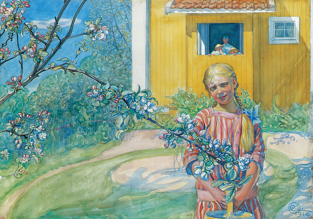 Girl with Apple Blossom by Carl Larsson
