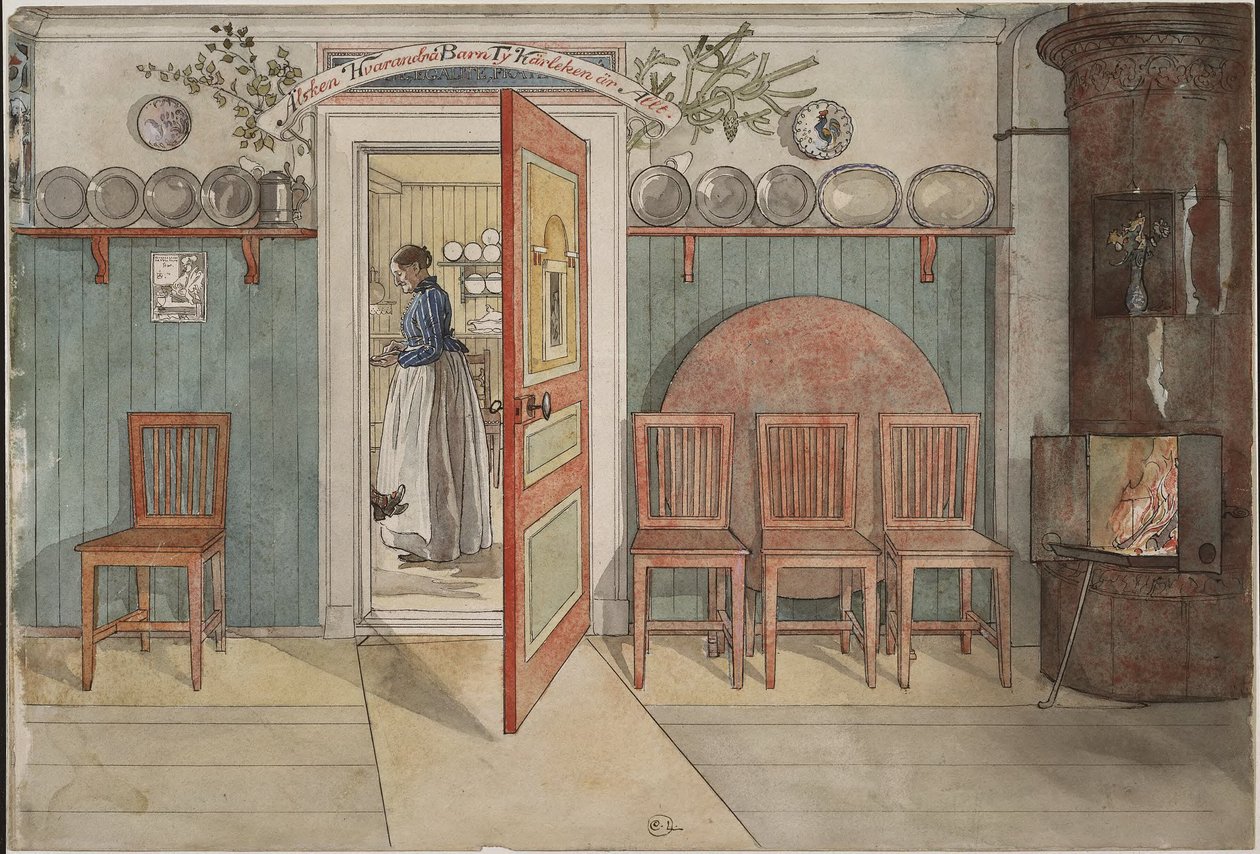 Old Anna. From A Home (26 watercolours) by Carl Larsson