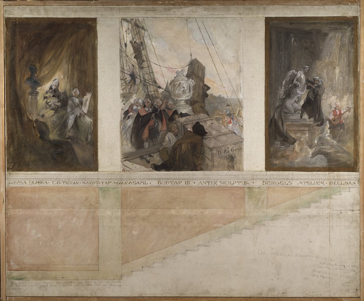Second Proposed Decoration of the Walls in the Lower Hall of the NM by Carl Larsson