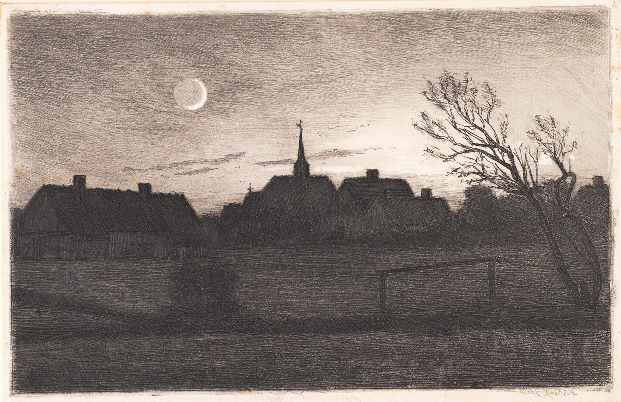 Hornbæk Church, Summer Evening by Carl Locher