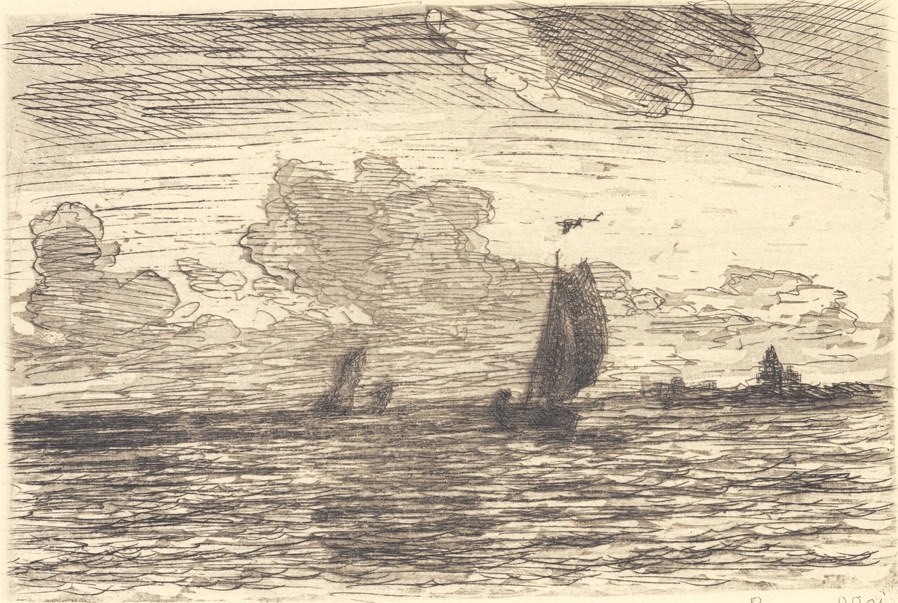 Marine with Ships Under Sail by Carl Locher