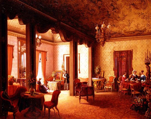 Interior of the Salon of Tsarina Alexandra in the Villa des Herzogs Serradifalco, Palermo by Carl Ludwig Rundt