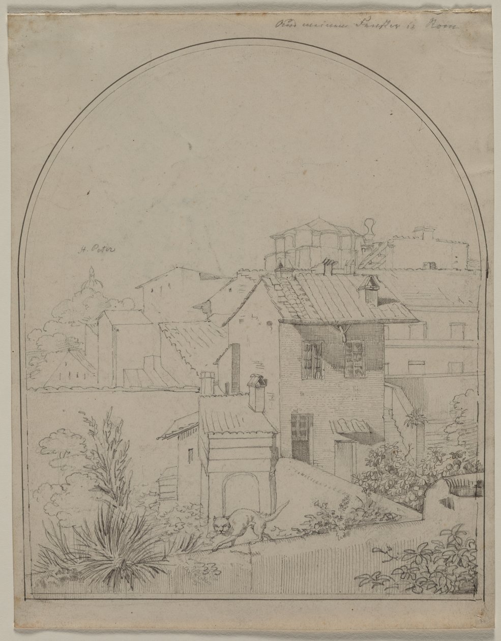View from My Window in Rome (recto) by Carl Ludwig Tischbein
