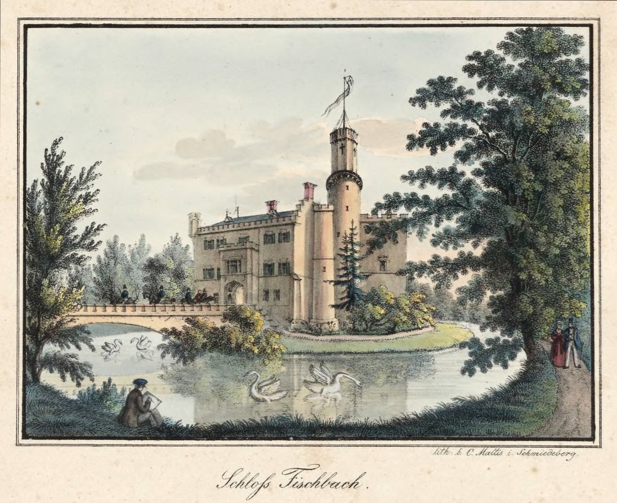 Fischbach Castle (Silesia) by Carl Mattis