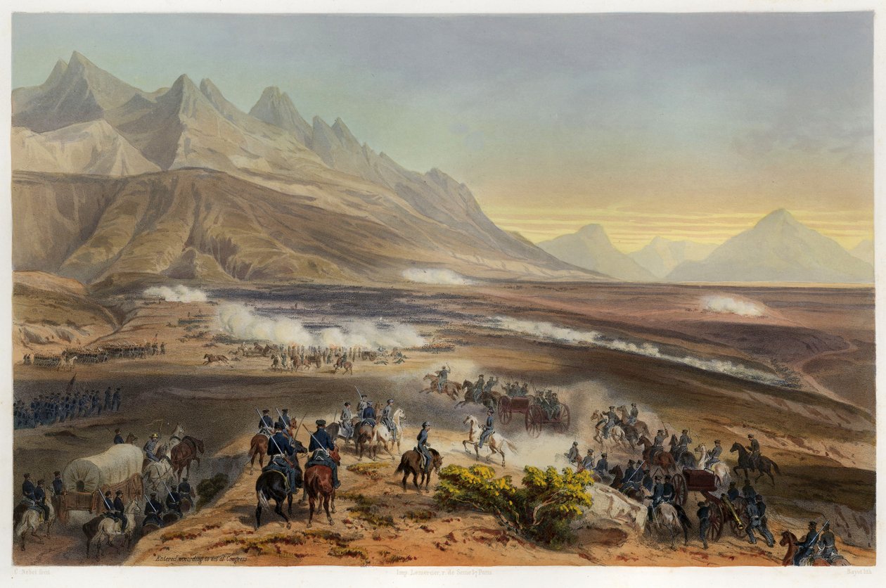 Battle of Buena Vista, from The War Between the United States and Mexico, pub. 1851 by Carl Nebel