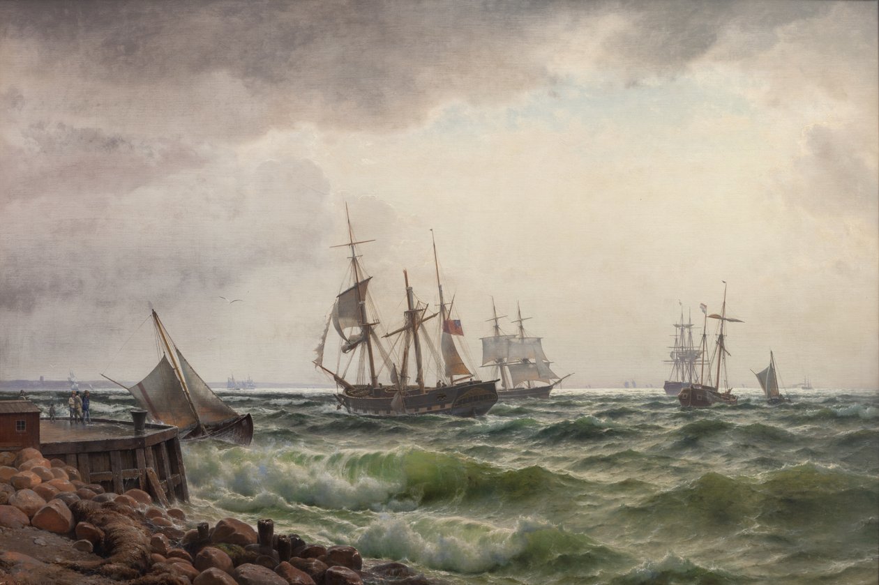 Ships Near Land After a Shower by Carl Neumann