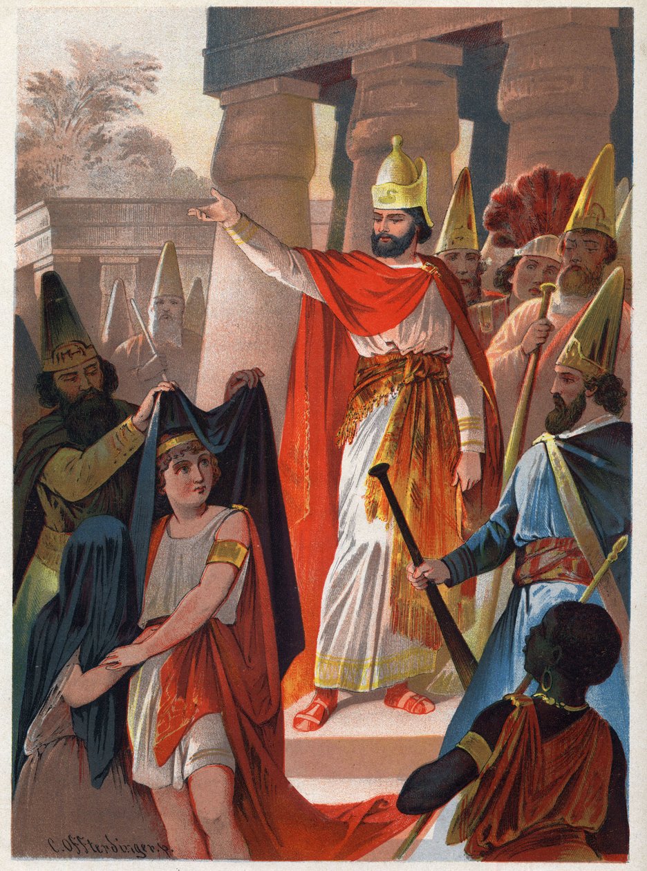 On a Sign by Sarastro, a Priest Spreads Large Black Sails on Prince Tamino and Princess Pamina - Illustration by Carl Offterdinger in 