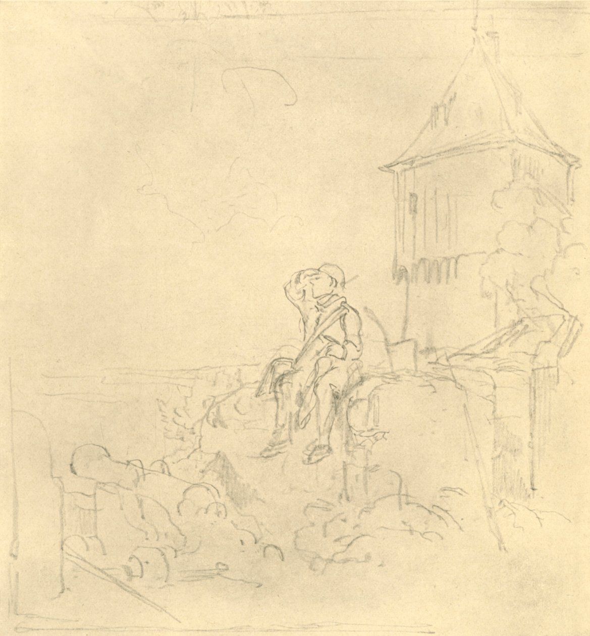 Suspicious Smoke, Mid-Late 19th Century, c1924 by Carl Spitzweg