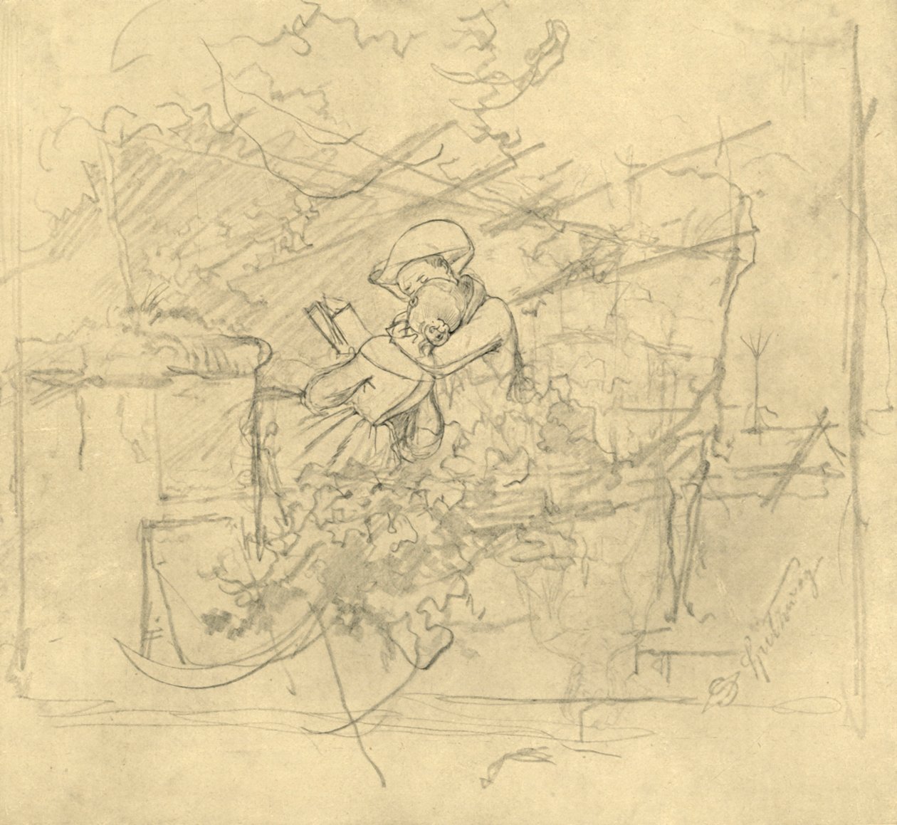 Lektüre, mid-late 19th century by Carl Spitzweg