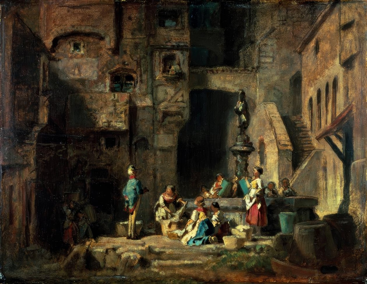 Washerwomen at the Fountain by Carl Spitzweg