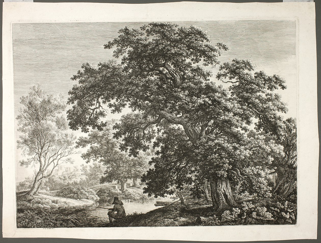 Fisherman in Wooded Landscape by Carl Wilhelm Kolbe the elder