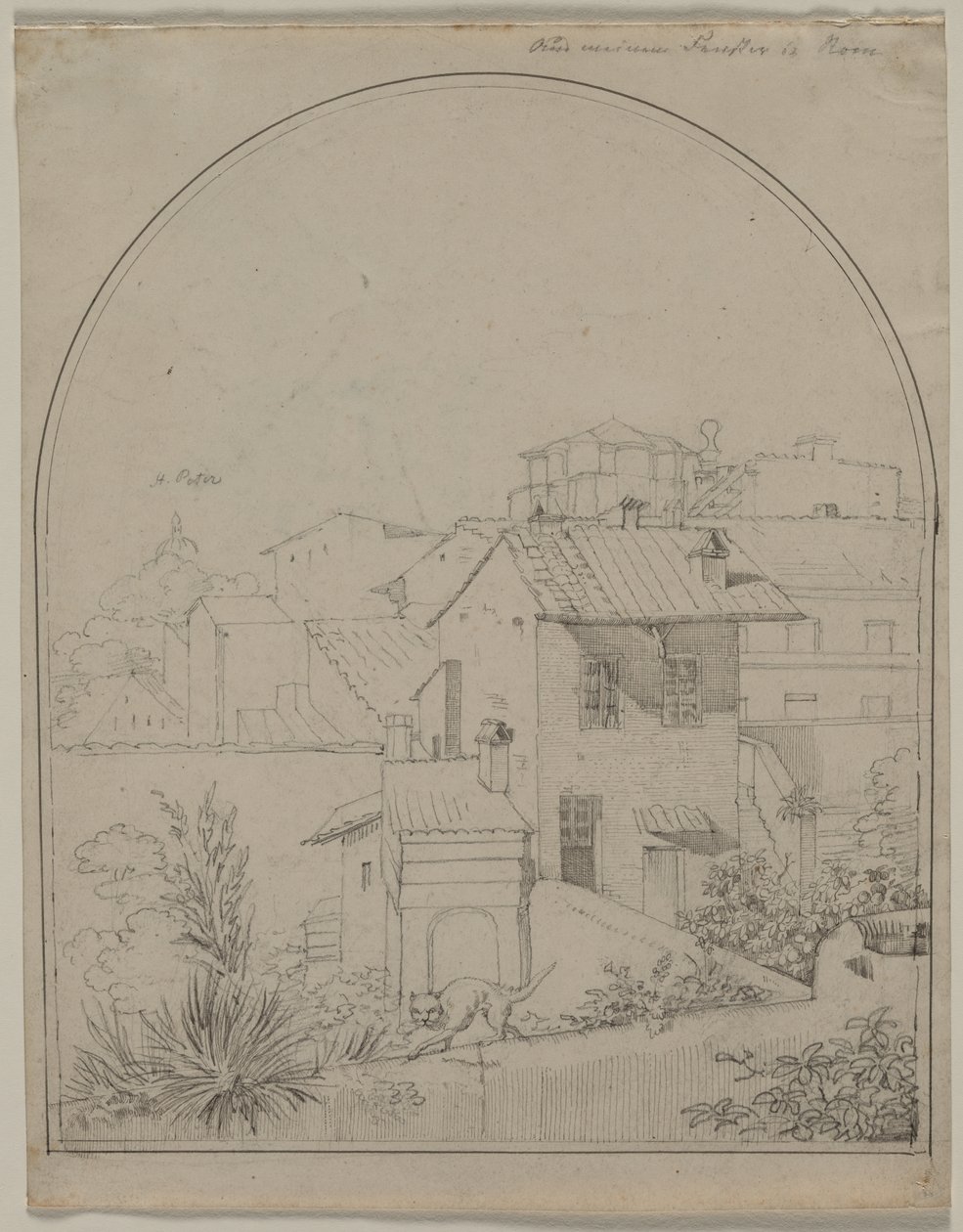 View from My Window in Rome (recto) Soldier in a Landscape (verso) by Carl Wilhelm Tischbein