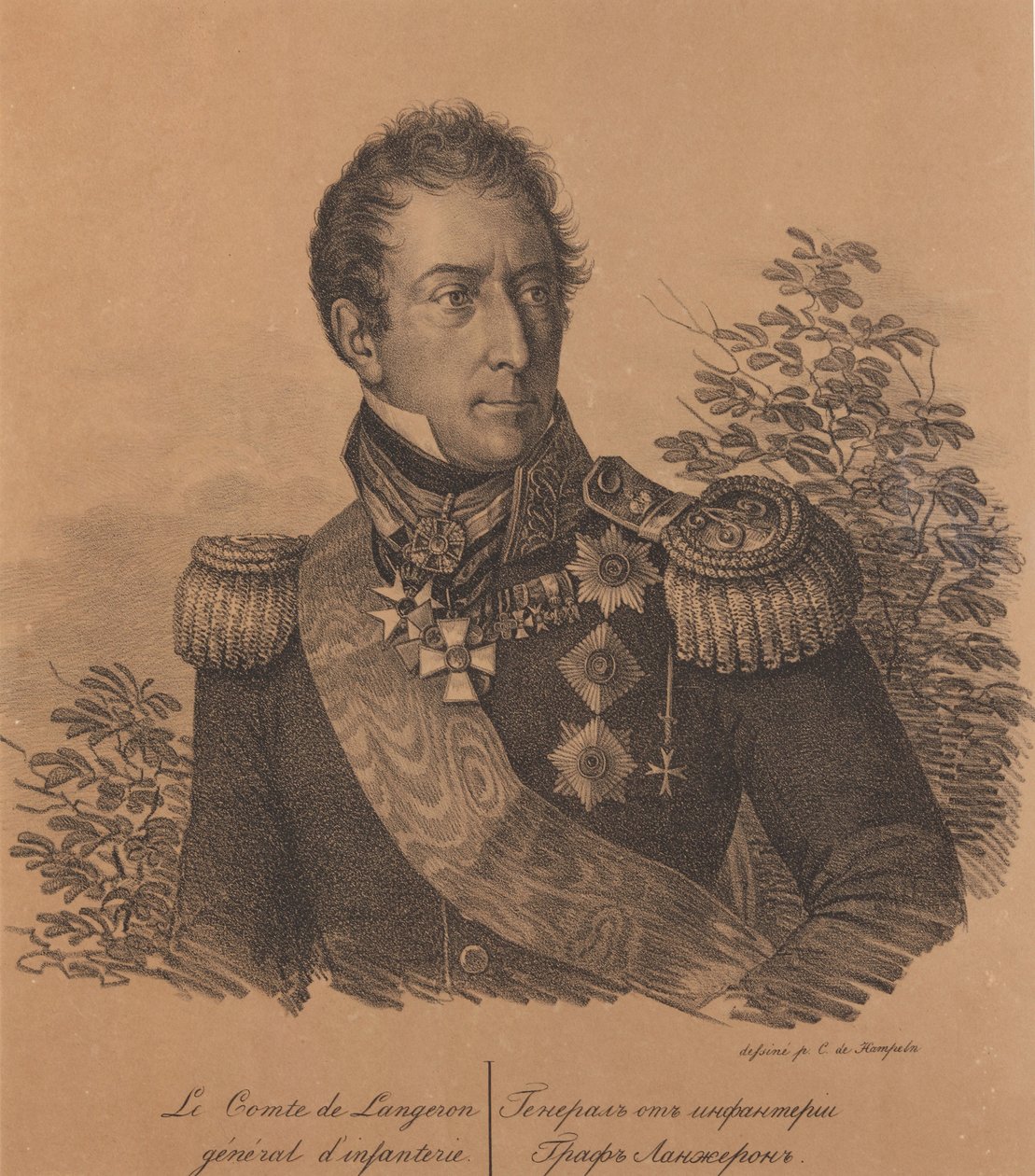 Portrait of Count Alexandre Andrault de Langeron 1763-1831, 1820 by Carl von Hampeln