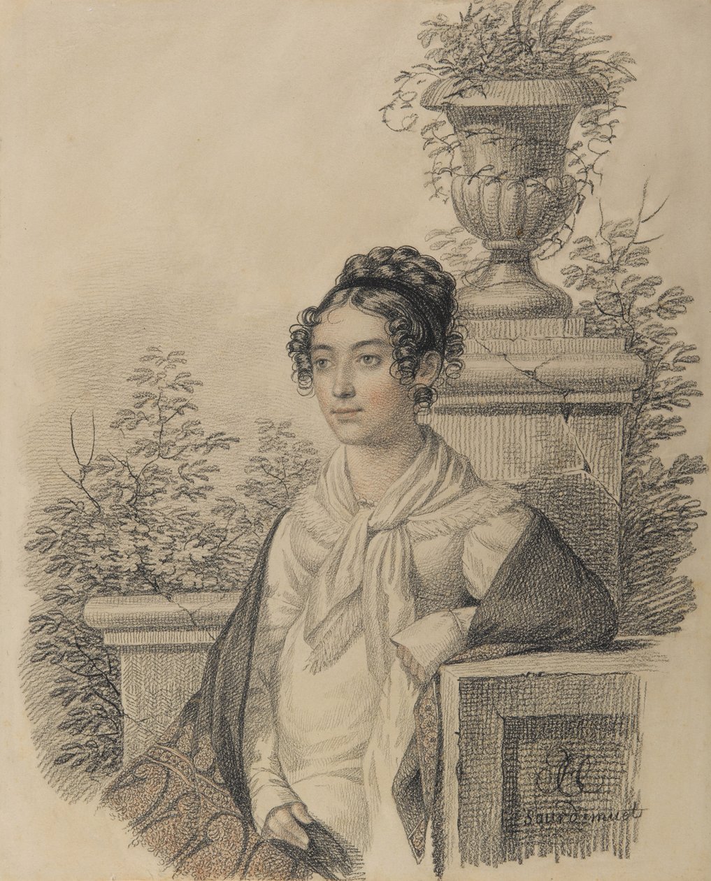 Portrait of Olga Nikolaevna Kokoshkina, née Rezanova, 1802-1828, Between 1824 and 1828 by Carl von Hampeln
