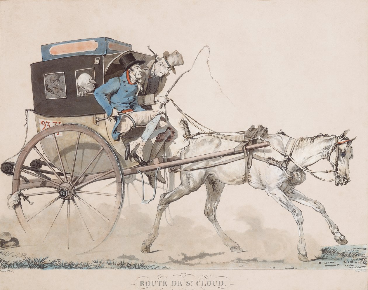 A Cabriolet Coucou on the Road of Saint-Cloud by Carle (after) Vernet