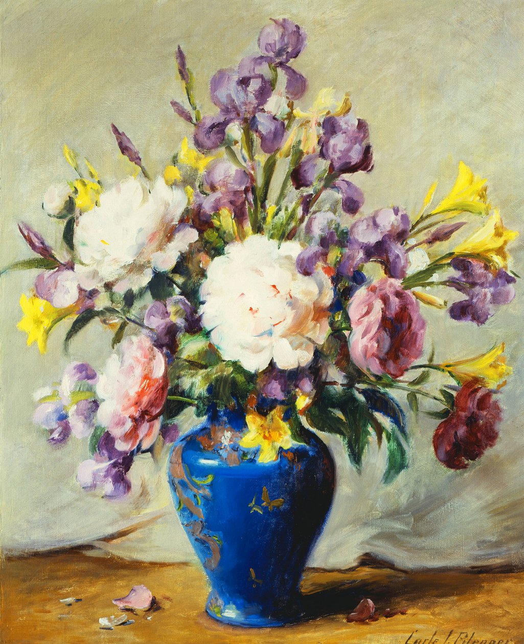Still Life with Peonies and Iris by Carle J. Blenner