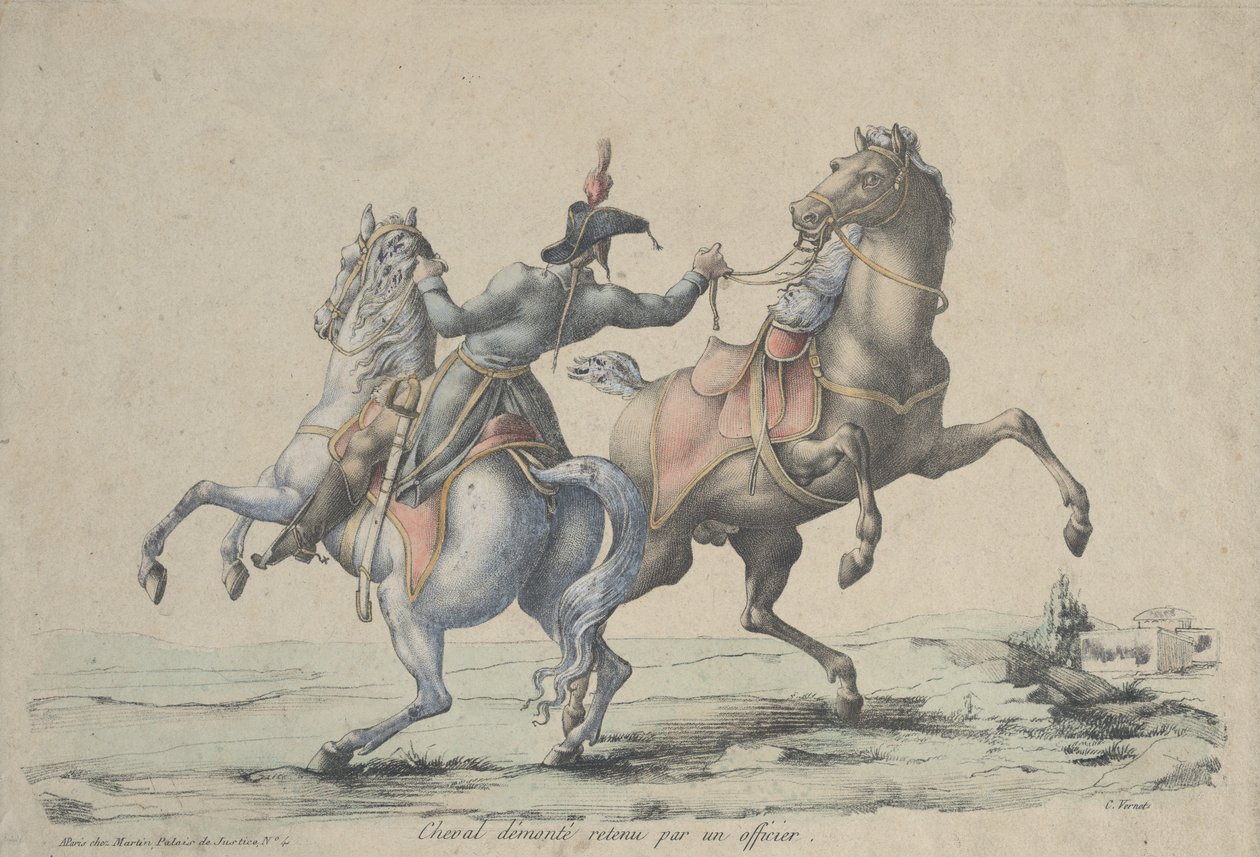 A Dismounted Horse Reined in by an Officer by Carle Vernet