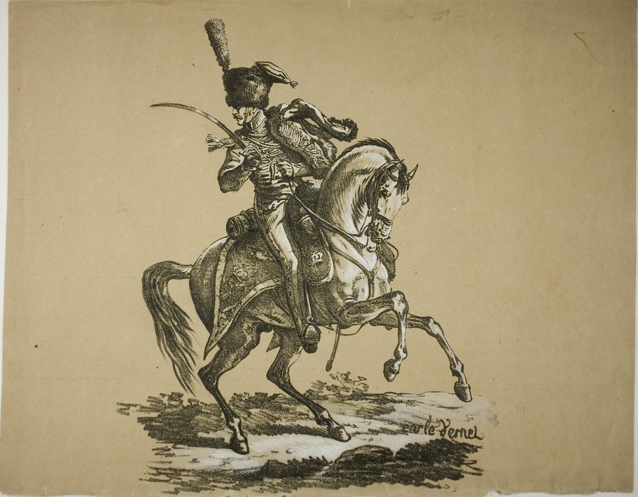 Royal Guard, Mounted Hussar and Horse, No. 6 by Carle Vernet