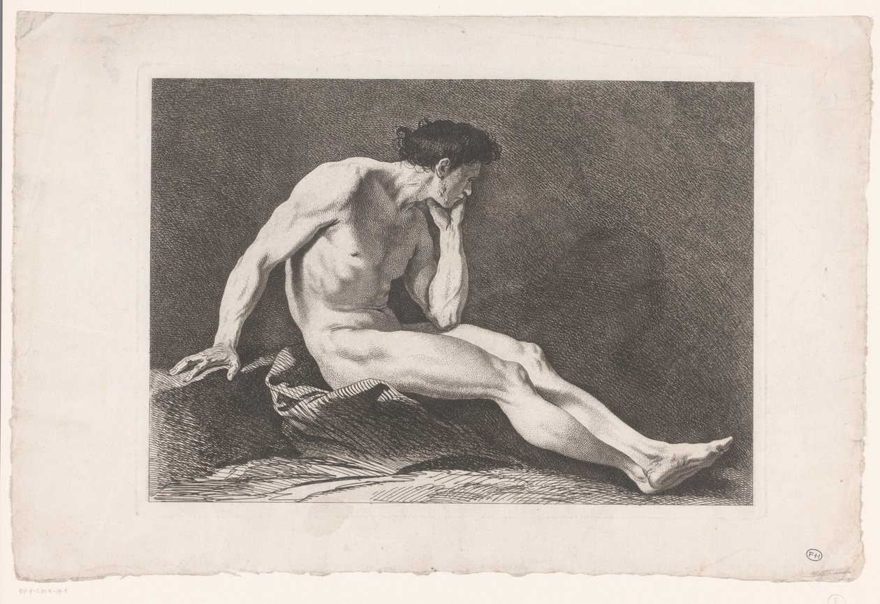 Academic Study of Seated Male Nude (Six Academic Studies) by Carle van Loo