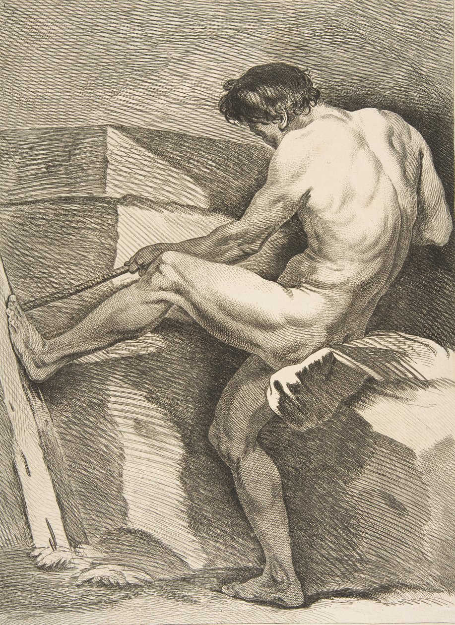 An Académie: Man Pulling a Cord, 1742-43 by Carle van Loo