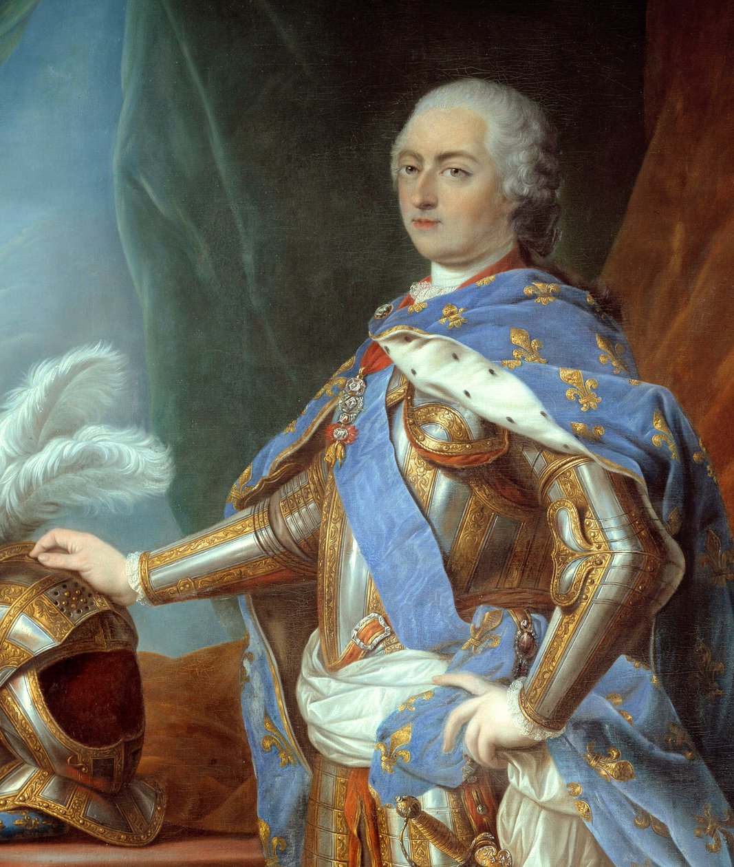 Detail of “Portrait en pied de Louis XV”. Painting by Carle Van Loo by Carle van Loo