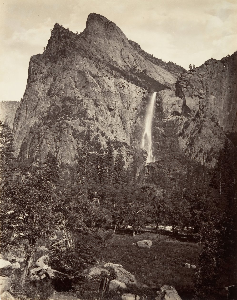 Bridal Veil Fall, 940 feet, Yosemite by Carleton E. Watkins.