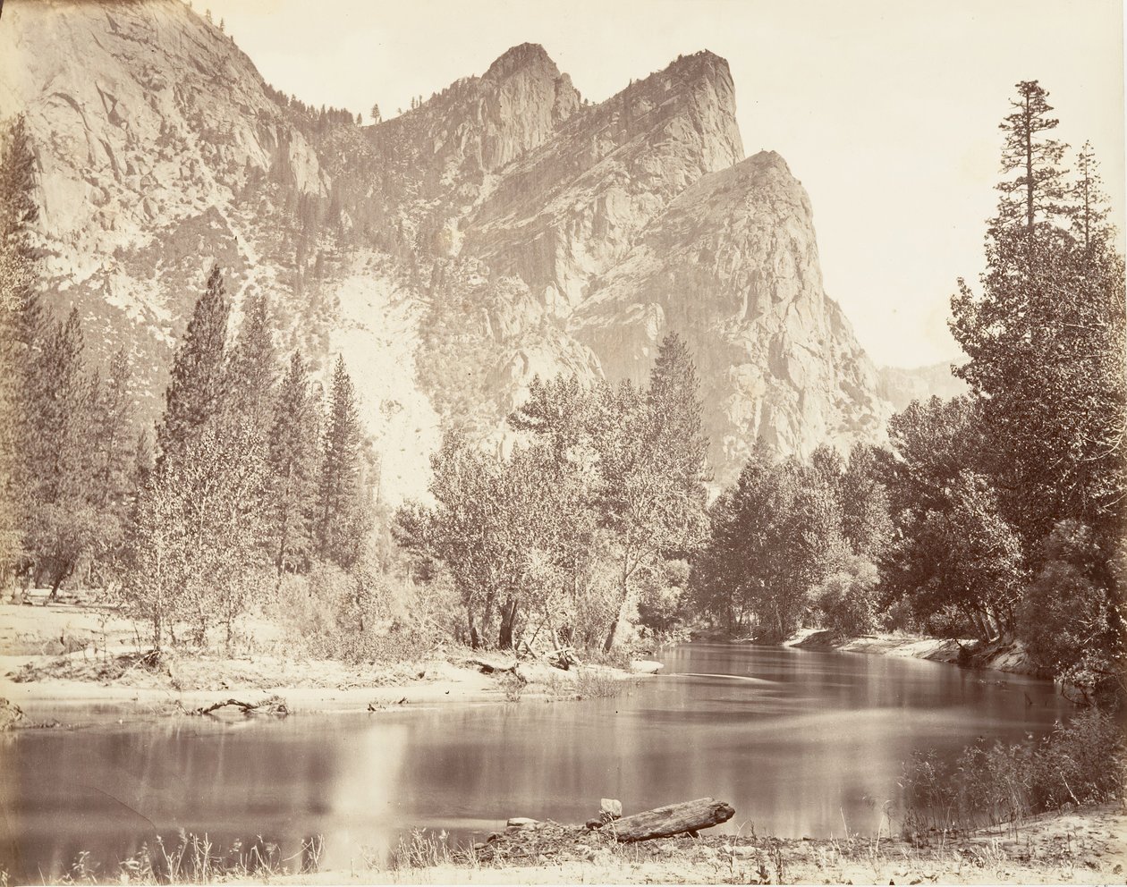 The Three Brothers, Yosemite, ca. 1872, printed ca. 1876 by Carleton E. Watkins.