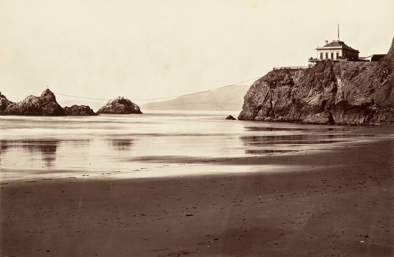 Cliff House and Seal Rock, 1868-69, printed ca. 1876 by Carleton Emmons Watkins