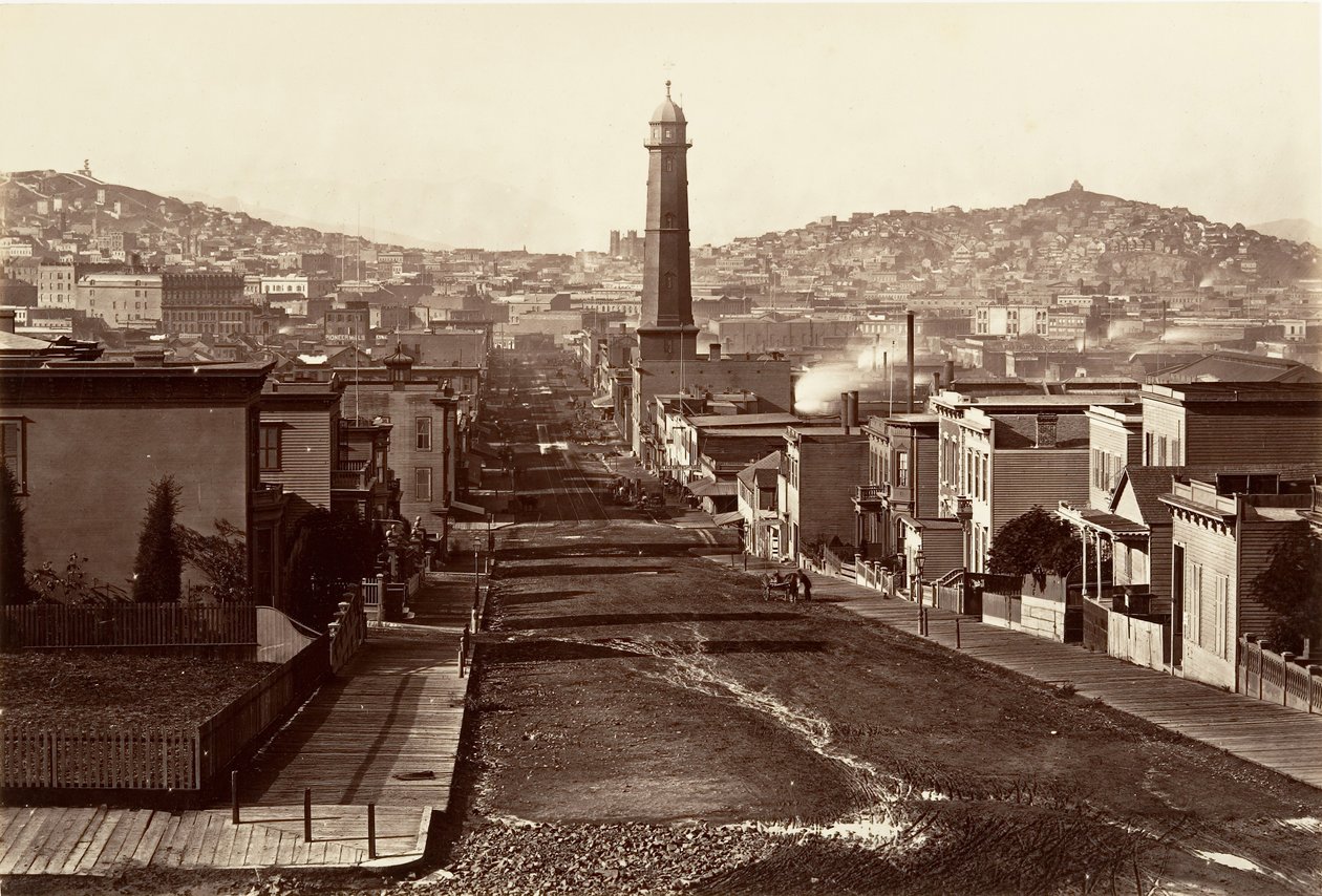 First Street, San Francisco, 1864, printed ca. 1876 by Carleton Emmons Watkins