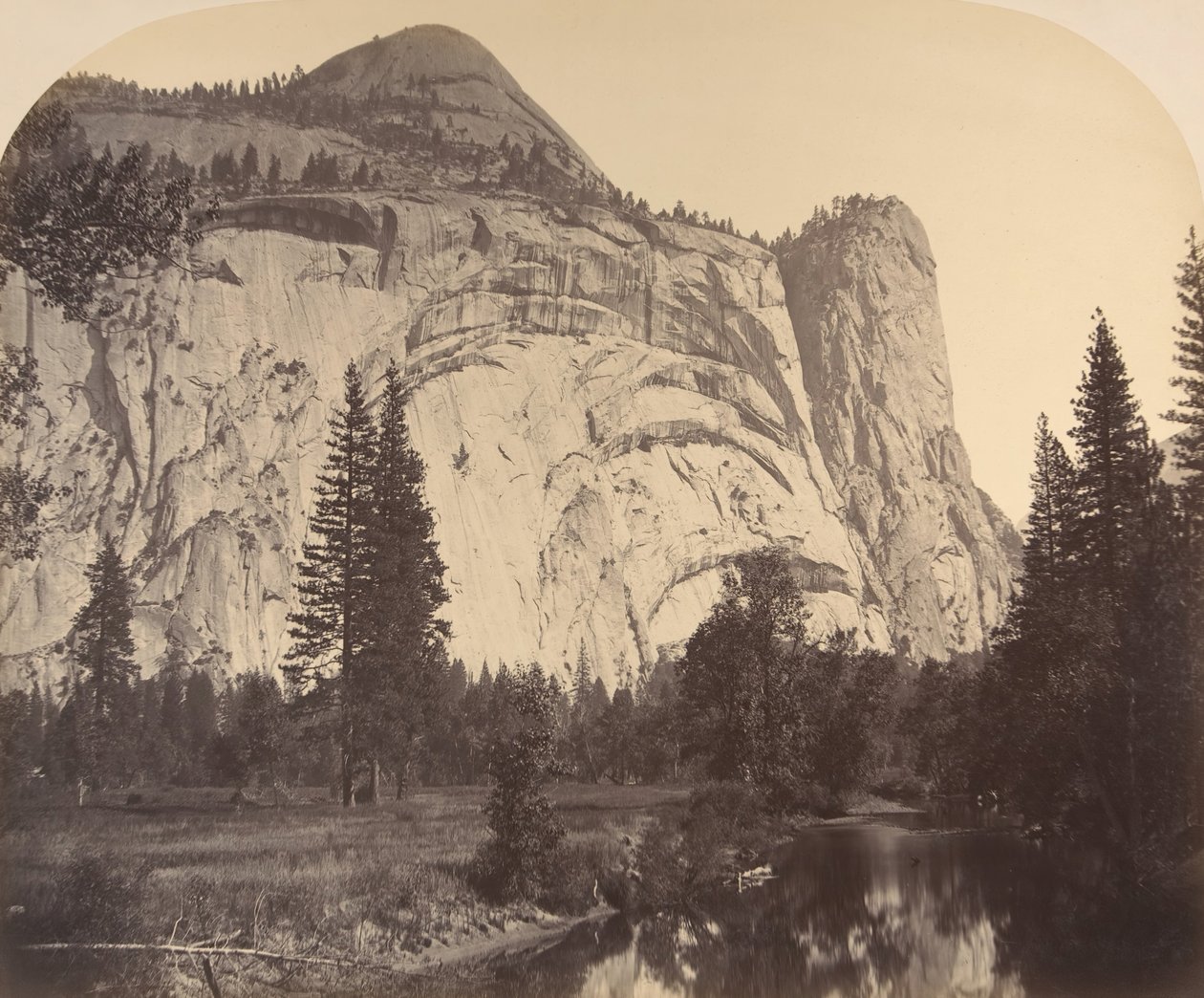 North Dome on Left - Royal Arches - Washington Column, Yosemite by Carleton Emmons Watkins