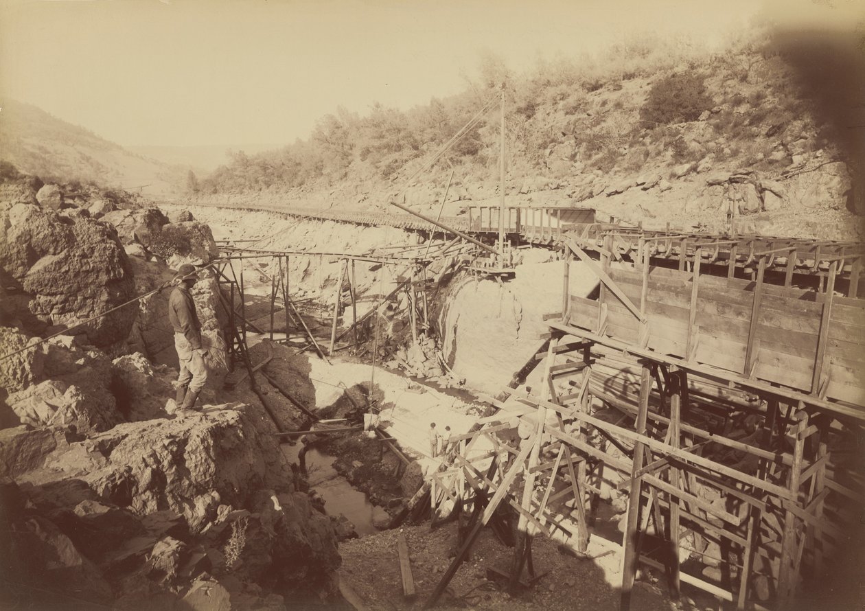 Putting in Elevator, Golden Feather, Oroville, 1891 by Carleton Emmons Watkins