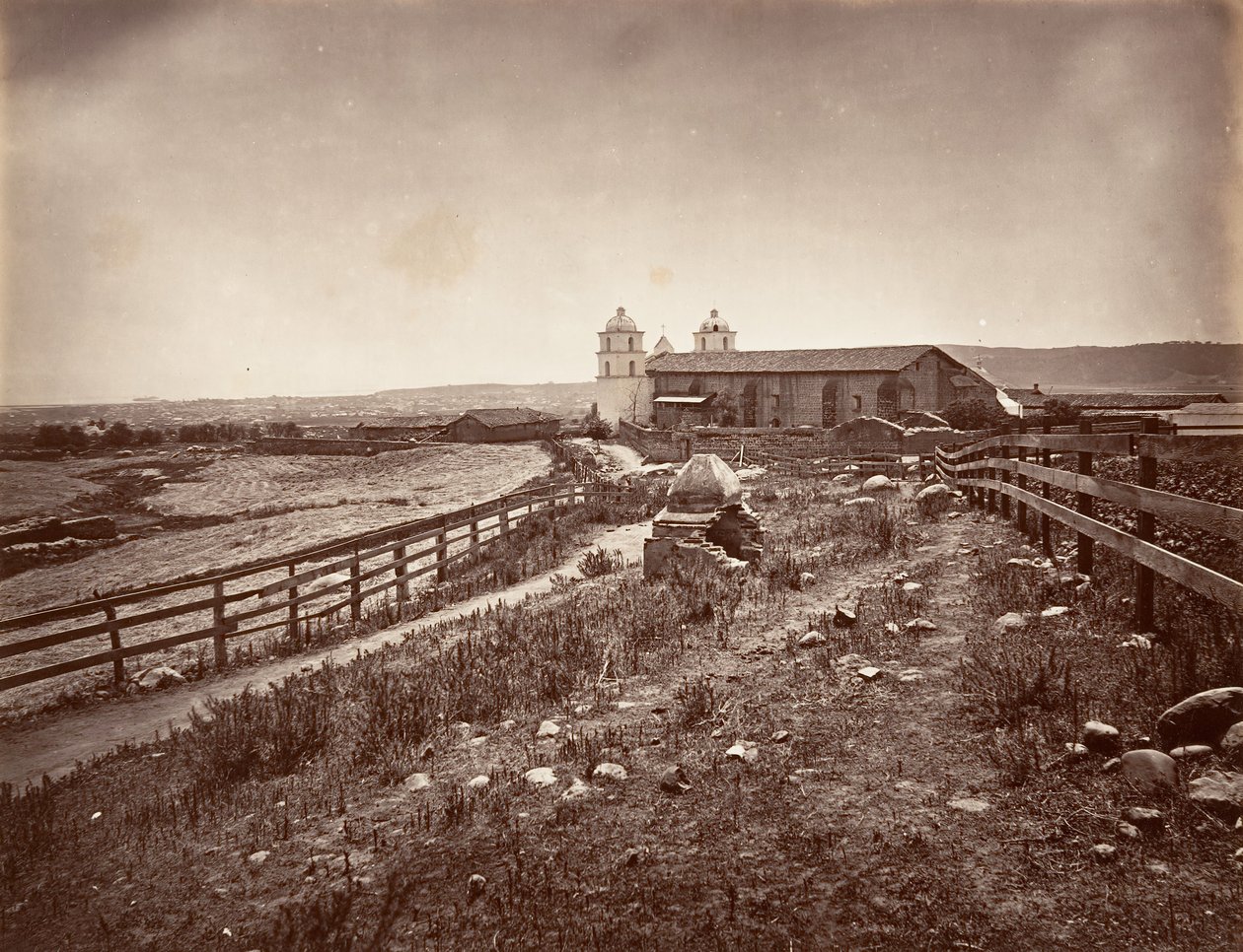 Santa Barbara and Mission Church by Carleton Emmons Watkins