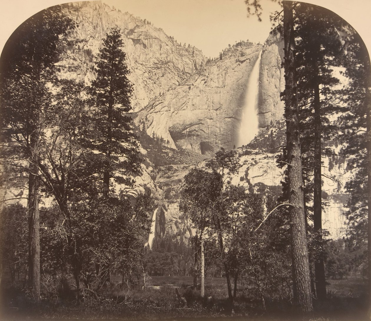 Yosemite Fall. Down the Valley. 2637 Ft., 1861 by Carleton Emmons Watkins