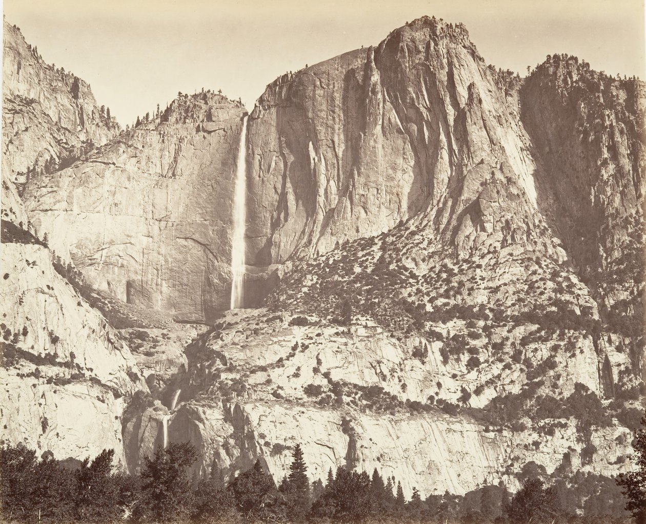 Yosemite Falls, 2,634 feet, ca. 1872, printed ca. 1876 by Carleton Emmons Watkins