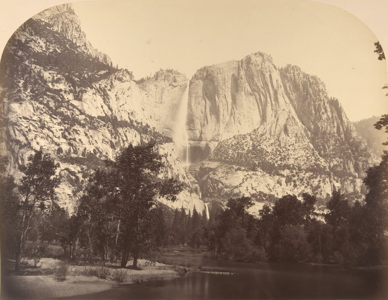 Yosemite Falls, River View, 2637 Feet (1861) by Carleton Emmons Watkins