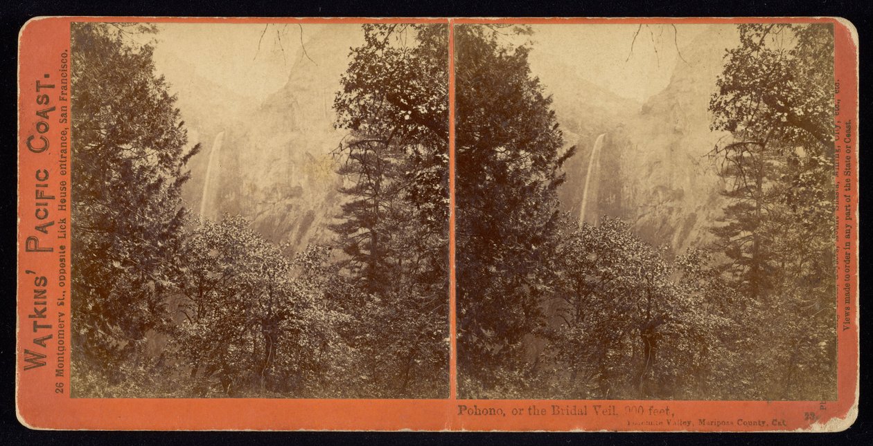 Pohono, or the Bridal Veil, 900 Feet, Mariposa County, California by Carleton Watkins