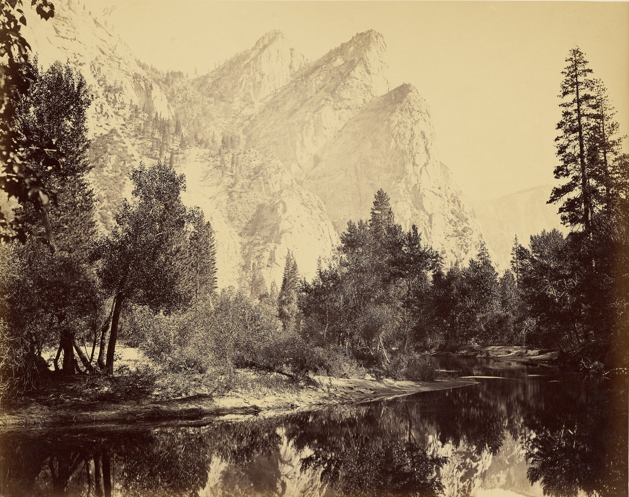 Three Brothers, 4480 ft. by Carleton Watkins