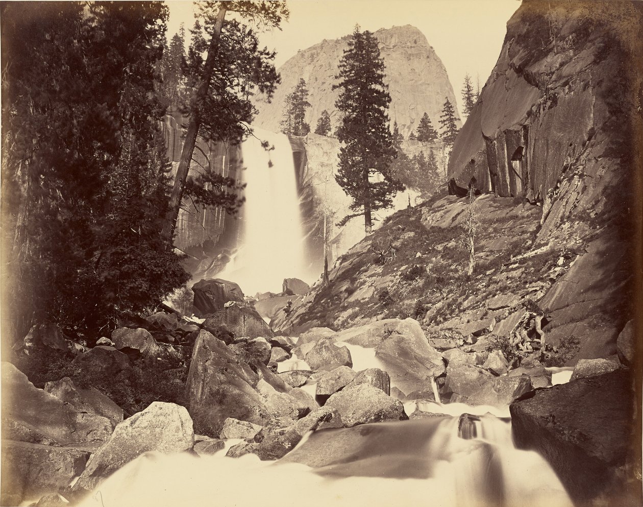 Vernal Fall 300 feet / Piwyac, Vernal Fall, 300 ft., Yosemite by Carleton Watkins