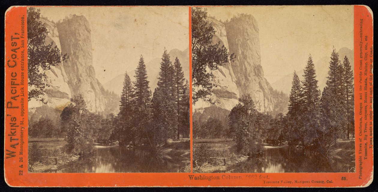 Washington Column, 2082 Feet, Yosemite Valley, Mariposa County, Cal by Carleton Watkins